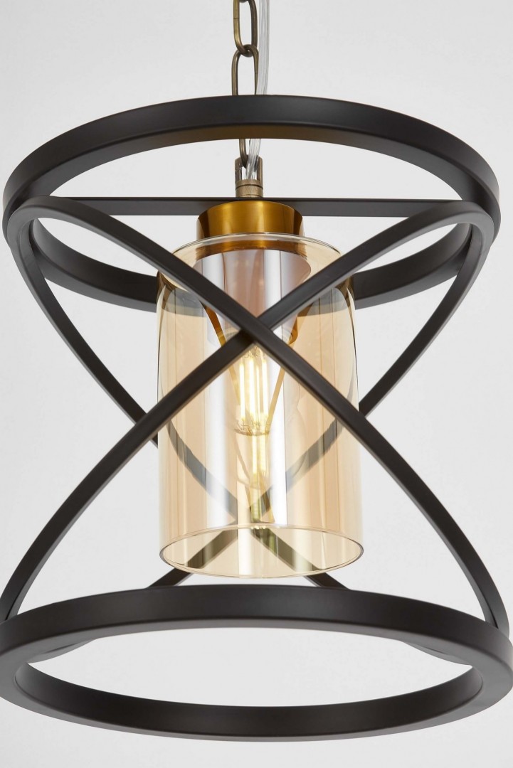 LAMPA WISZĄCA LOFT CZARNO-ZŁOTA SZCZOTKOWANA MOZA W1 LUMINA DECO