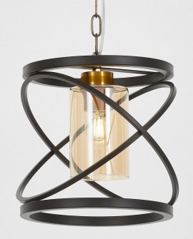 LAMPA WISZĄCA LOFT CZARNO-ZŁOTA SZCZOTKOWANA MOZA W1 LUMINA DECO