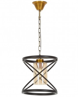 LAMPA WISZĄCA LOFT CZARNO-ZŁOTA SZCZOTKOWANA MOZA W1 LUMINA DECO