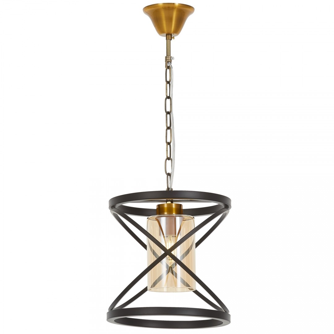 LAMPA WISZĄCA LOFT CZARNO-ZŁOTA SZCZOTKOWANA MOZA W1 LUMINA DECO