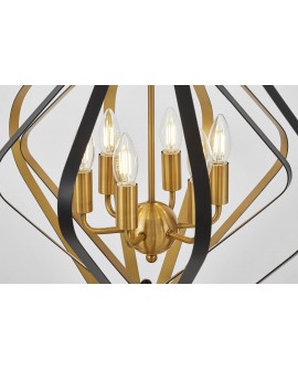 LAMPA WISZĄCA NOWOCZESNA CZARNO-ZŁOTA SZCZOTKOWANA ZEWA W6 LUMINA DECO