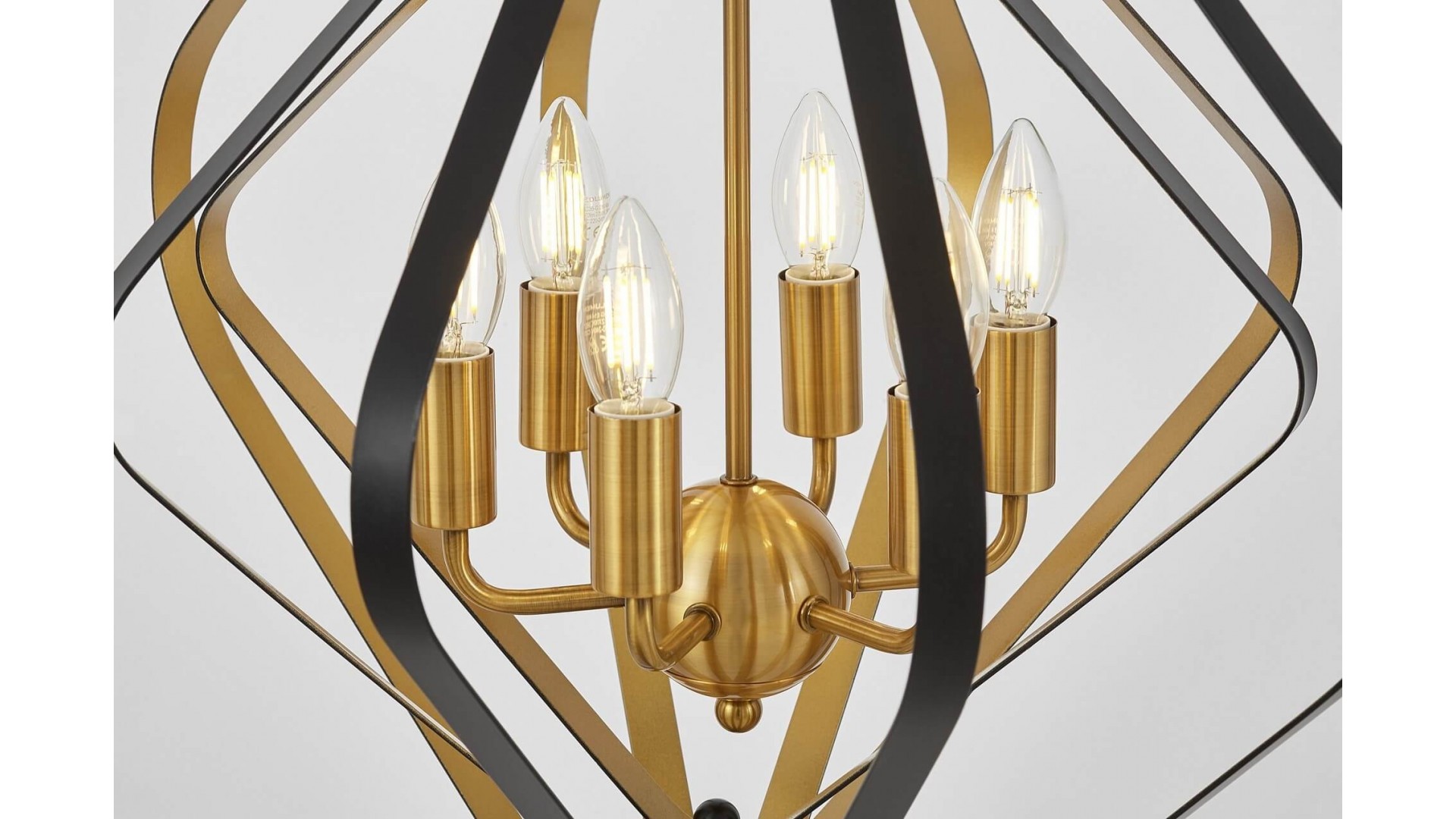 LAMPA WISZĄCA NOWOCZESNA CZARNO-ZŁOTA SZCZOTKOWANA ZEWA W6 LUMINA DECO