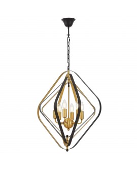 LAMPA WISZĄCA NOWOCZESNA CZARNO-ZŁOTA SZCZOTKOWANA ZEWA W6 LUMINA DECO