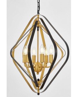 LAMPA WISZĄCA NOWOCZESNA CZARNO-ZŁOTA SZCZOTKOWANA ZEWA W6 LUMINA DECO