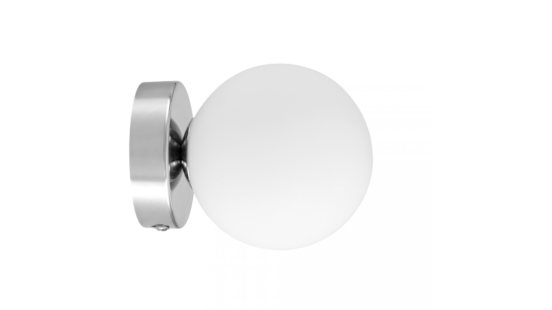 LAMPA ŚCIENNA KINKIET NOWOCZESNY CHROMOWANY BIAŁA KULA MARSIADA W1 LUMINA DECO