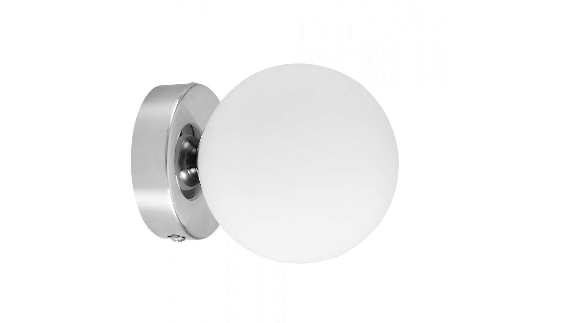 LAMPA ŚCIENNA KINKIET NOWOCZESNY CHROMOWANY BIAŁA KULA MARSIADA W1 LUMINA DECO