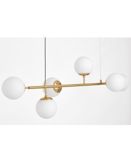 nowoczesna lampa wisząca złoto szczotkowane biała Ceredo W6 Lumina Deco - ujęcie frontowe