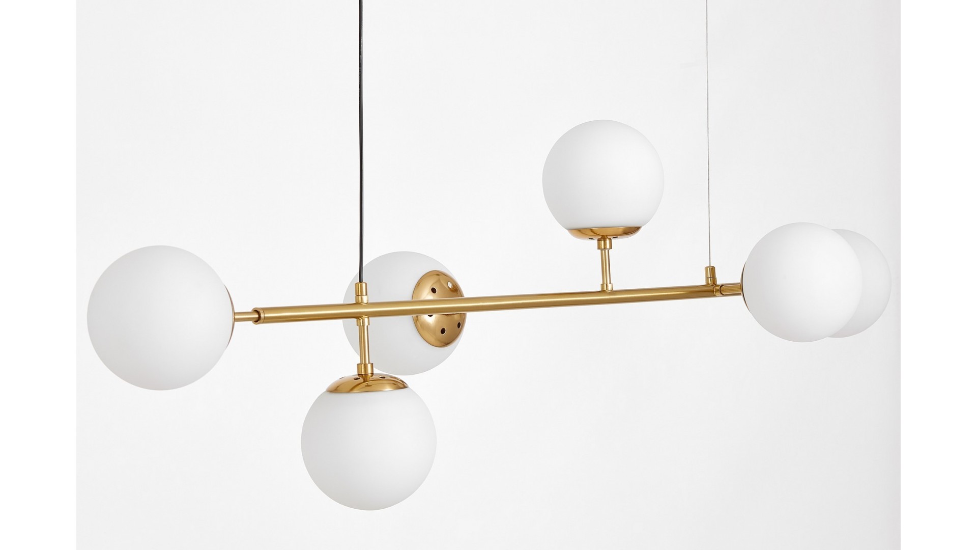 nowoczesna lampa wisząca złoto szczotkowane biała Ceredo W6 Lumina Deco - detale złotych szczotkowanych ramion