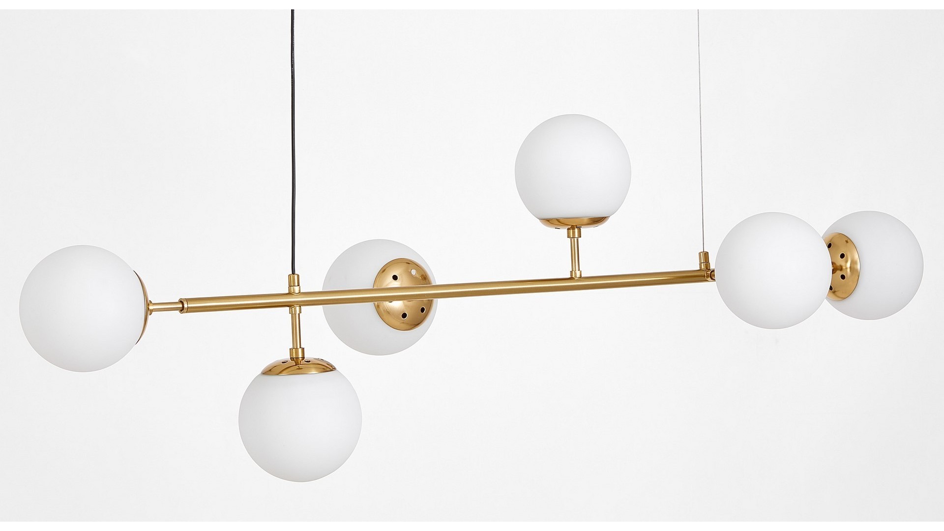 nowoczesna lampa wisząca złoto szczotkowane biała Ceredo W6 Lumina Deco - detale białych kul