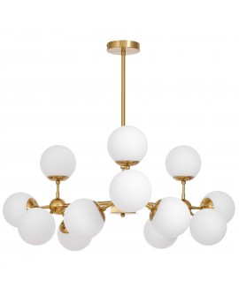 LAMPA WISZĄCA NOWOCZESNA ZŁOTO SZCZOTKOWANE BIAŁA ZODIAK W12