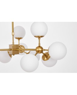 LAMPA WISZĄCA NOWOCZESNA ZŁOTO SZCZOTKOWANE BIAŁA ZODIAK W12 LUMINA DECO