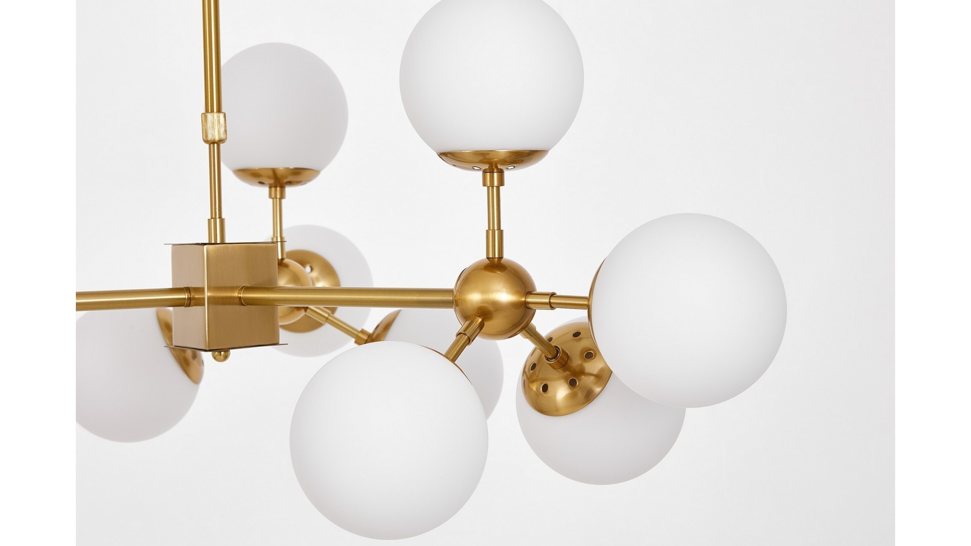 LAMPA WISZĄCA NOWOCZESNA ZŁOTO SZCZOTKOWANE BIAŁA ZODIAK W12 LUMINA DECO