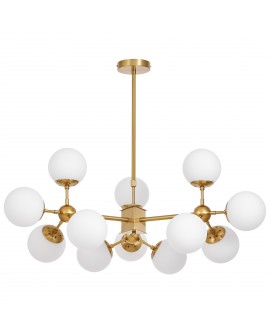 LAMPA WISZĄCA NOWOCZESNA ZŁOTO SZCZOTKOWANE BIAŁA ZODIAK W12 LUMINA DECO