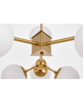 LAMPA WISZĄCA NOWOCZESNA ZŁOTO SZCZOTKOWANE BIAŁA ZODIAK W12 LUMINA DECO