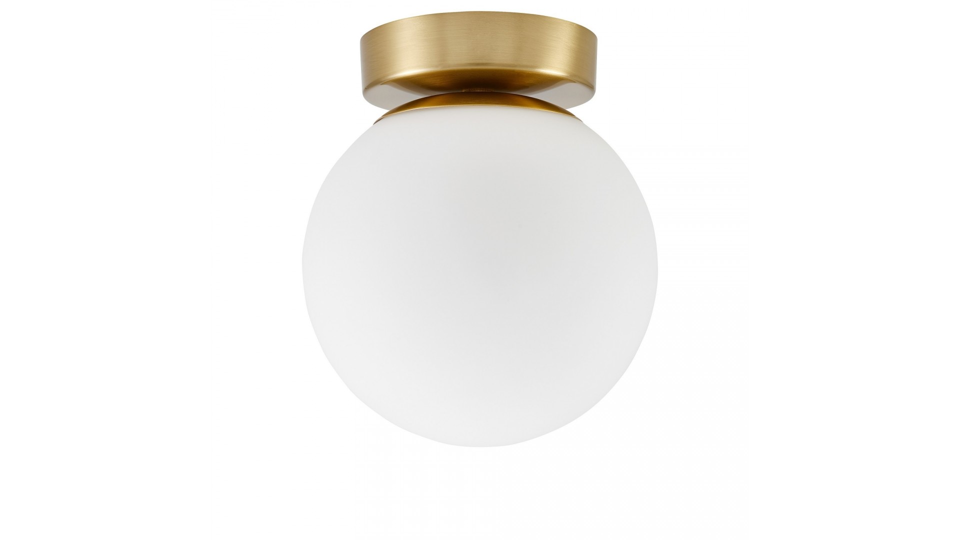 PLAFON LAMPA SUFITOWA NOWOCZESNA ZŁOTO SZCZOTKOWANE BIAŁA KULA FREDICA LUMINA DECO