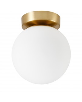 PLAFON LAMPA SUFITOWA NOWOCZESNA ZŁOTO SZCZOTKOWANE BIAŁA KULA FREDICA LUMINA DECO
