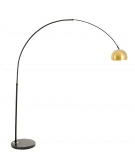 Stojąca lampa z granitową podstawą i złotym szczotkowanym kloszem do salonu AZURRO C1