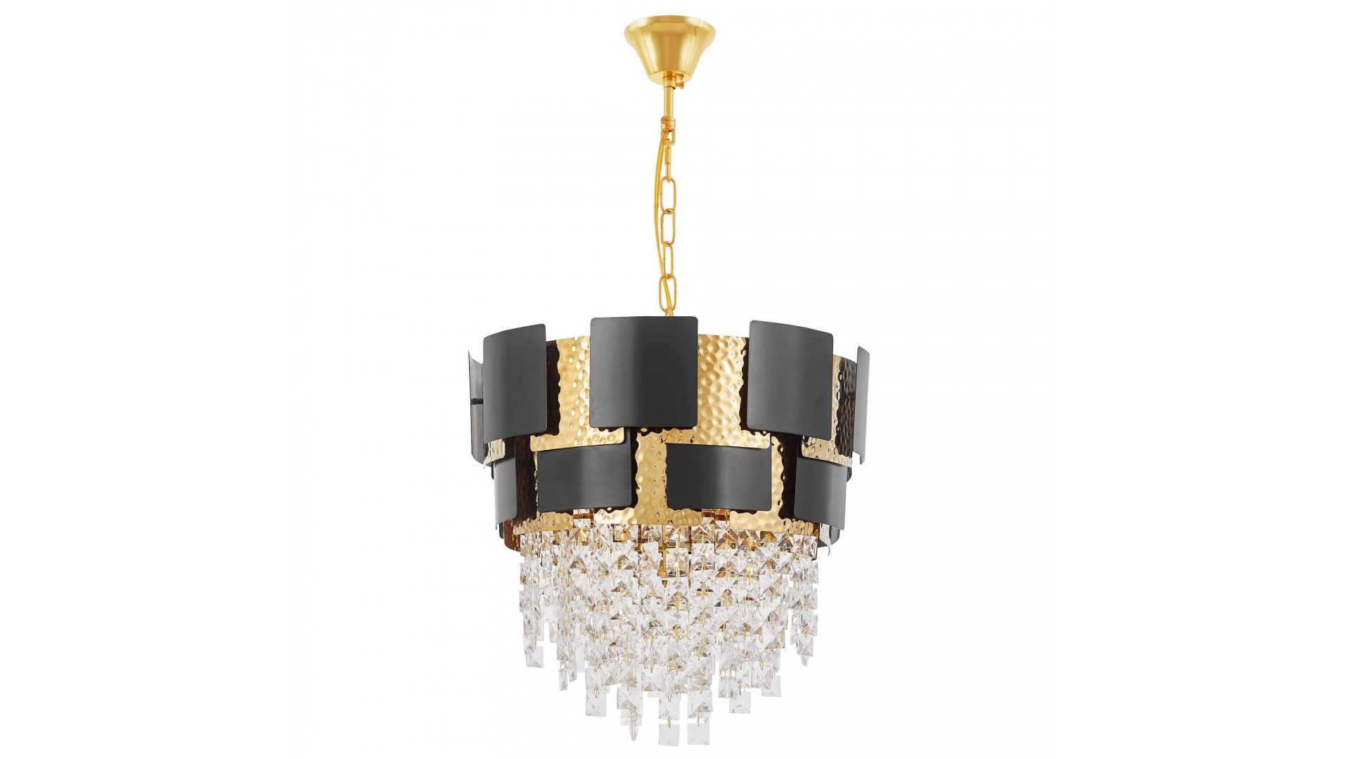 KLASYCZNY ŻYRANDOL KRYSZTAŁOWY CZARNO-ZŁOTY MOLINA D40 LUMINA DECO