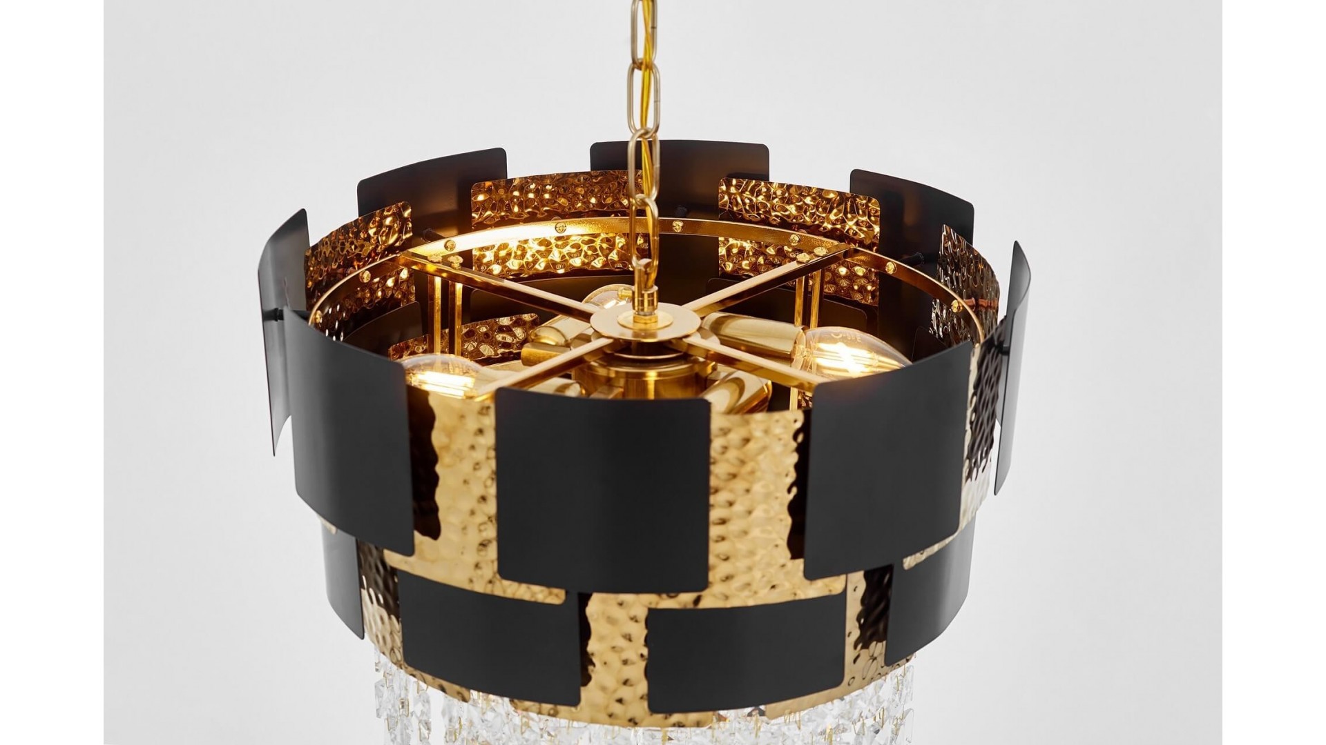 KLASYCZNY ŻYRANDOL KRYSZTAŁOWY CZARNO-ZŁOTY MOLINA D40 LUMINA DECO