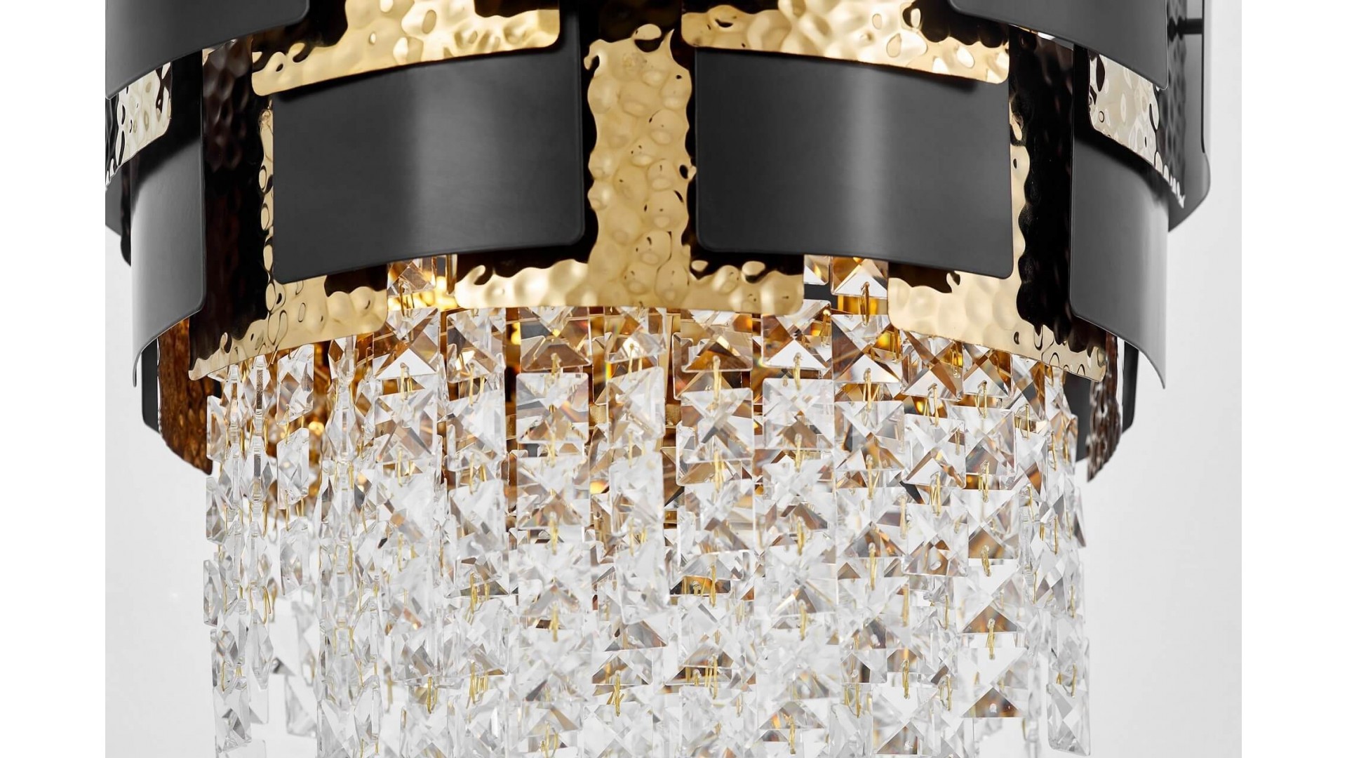 KLASYCZNY ŻYRANDOL KRYSZTAŁOWY CZARNO-ZŁOTY MOLINA D40 LUMINA DECO