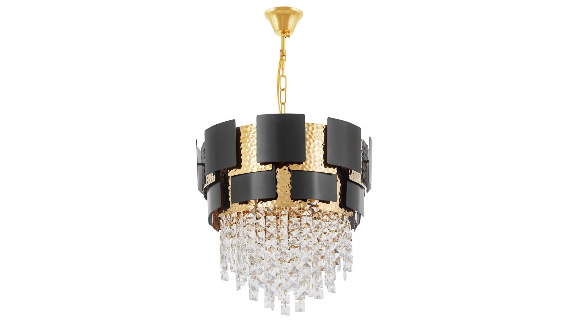 KLASYCZNY ŻYRANDOL KRYSZTAŁOWY CZARNO-ZŁOTY MOLINA D40 LUMINA DECO