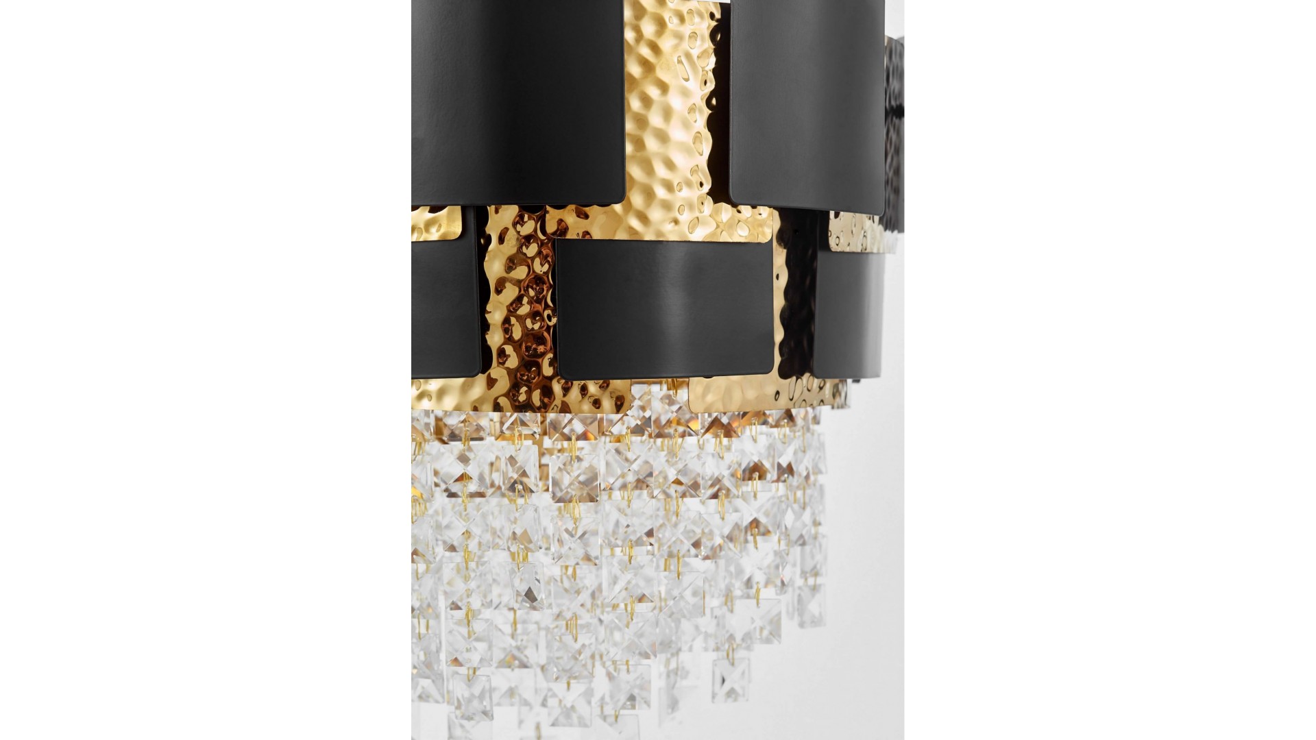 KLASYCZNY ŻYRANDOL KRYSZTAŁOWY CZARNO-ZŁOTY MOLINA D40 LUMINA DECO