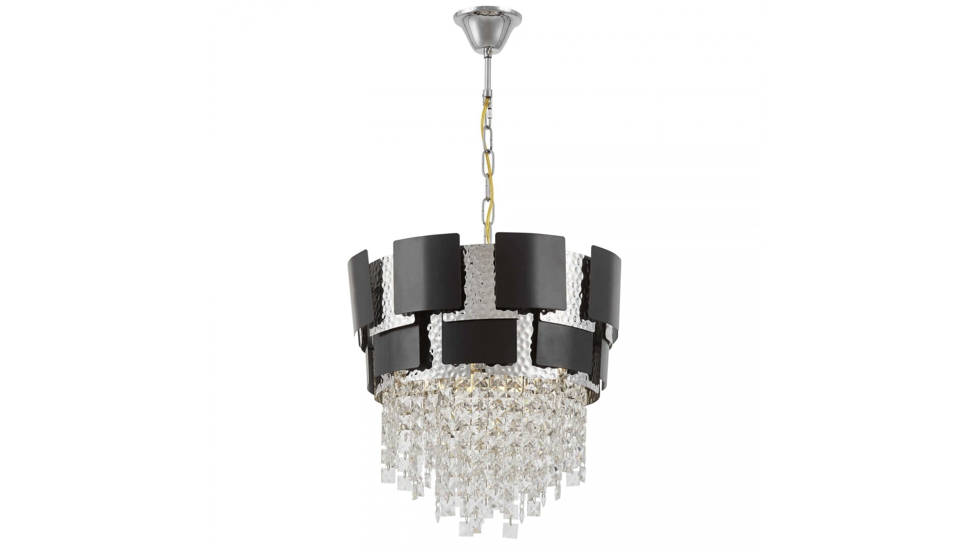 KLASYCZNY ŻYRANDOL KRYSZTAŁOWY CZARNO-CHROMOWANY MOLINA D40 LUMINA DECO