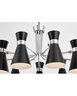 NOWOCZESNA LAMPA WISZĄCA CZARNO-CHROMOWANA SENA W9 LUMINA DECO