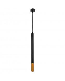 nowoczesna lampa wisząca czarno złota szczotkowana tuba slim w1 lampit na białym tle