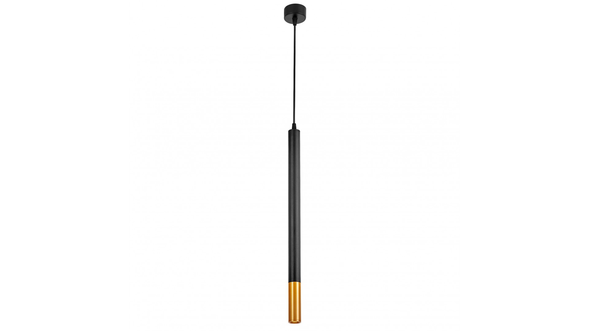 nowoczesna lampa wisząca czarno złota szczotkowana tuba slim w1 lampit na białym tle