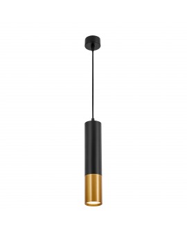 LAMPA WISZĄCA RURKA CZARNO-ZŁOTA SZCZOTKOWANA TUBA NOWOCZESNA LINEO W1