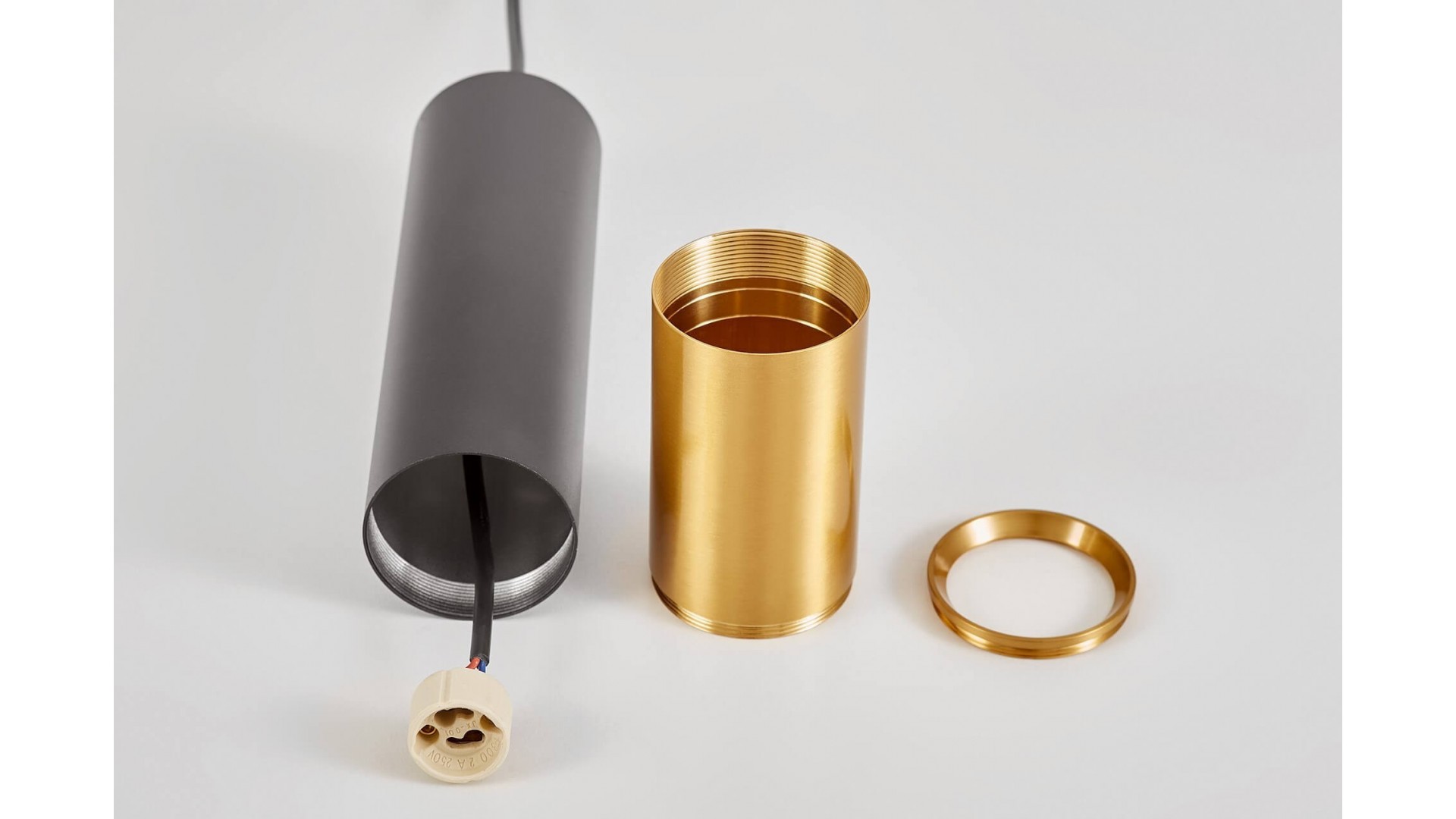 LAMPA WISZĄCA RURKA CZARNO-ZŁOTA SZCZOTKOWANA TUBA NOWOCZESNA LINEO W1