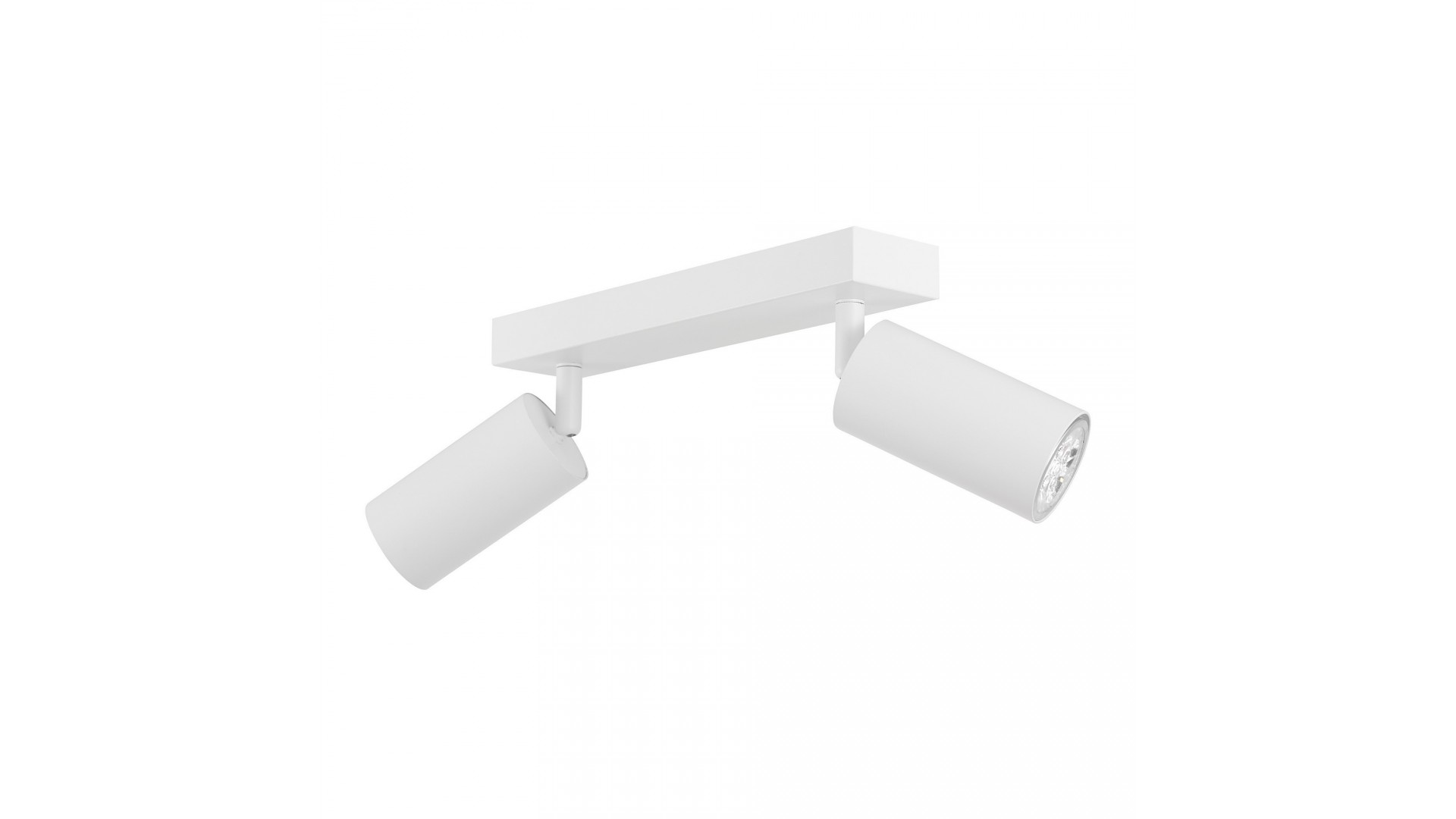 biała lampa sufitowa spot z regulacją kierunku światła na metalowej belce do domu producent lampit model NEO W2