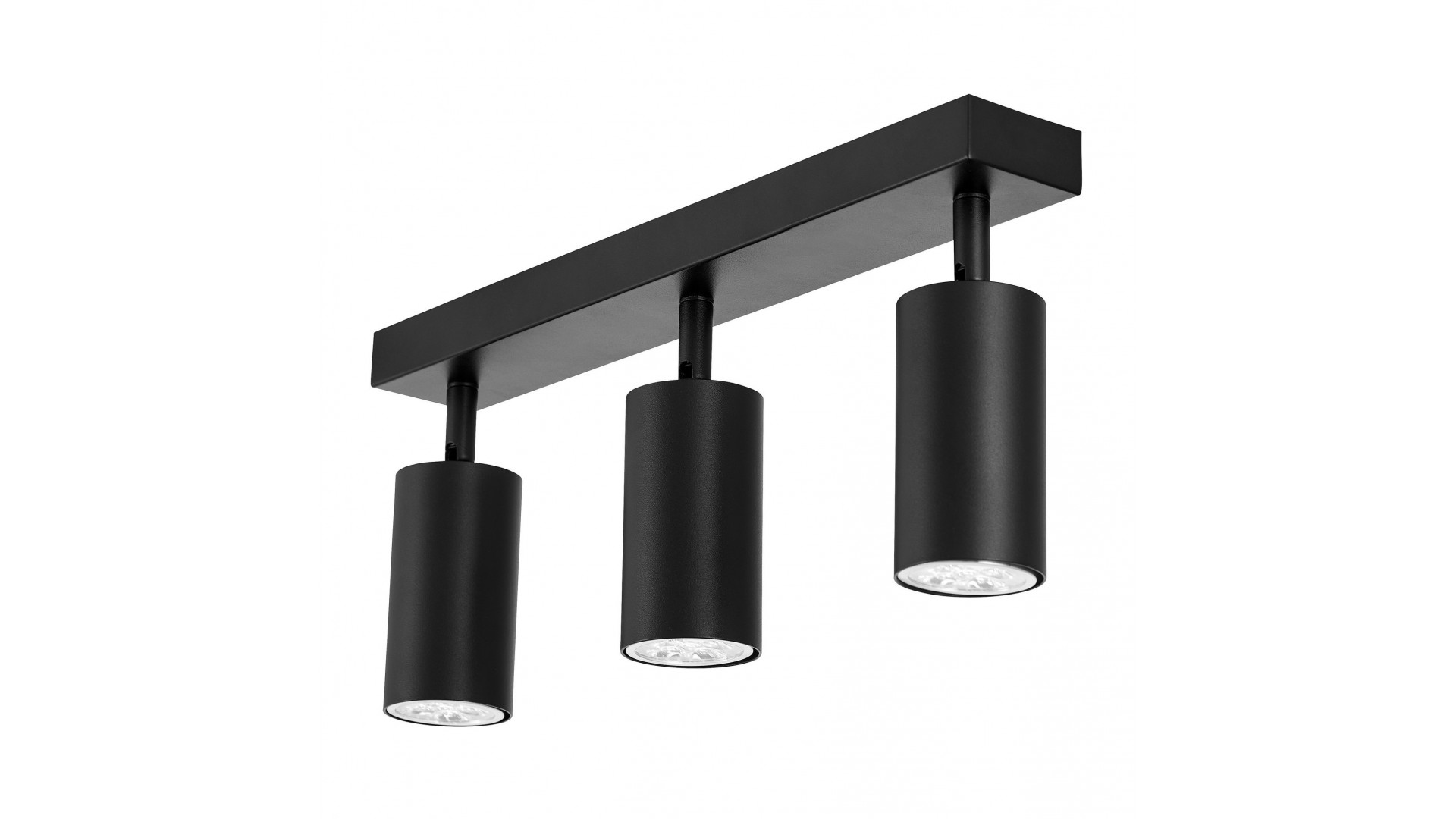 czarna lampa sufitowa spot z trzema regulowanymi tubami na listwie do salonu producent lampit model NEO W3