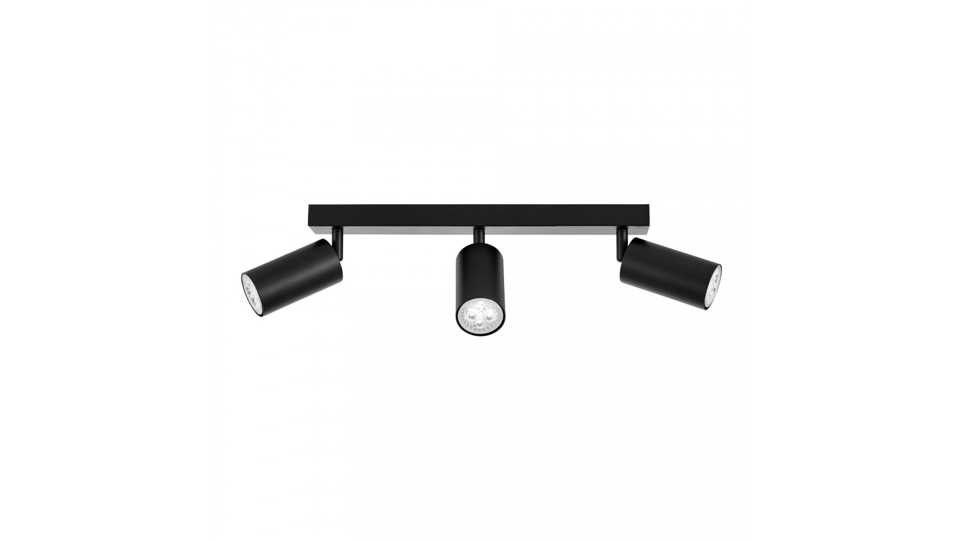 czarna lampa sufitowa spot z trzema regulowanymi tubami na listwie do salonu producent lampit model NEO W3