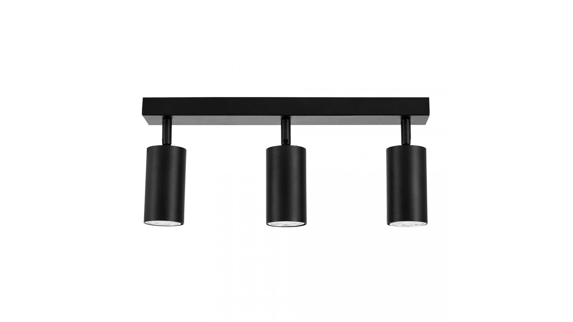 czarna lampa sufitowa z trzema tubowymi reflektorami na listwie do salonu producent lampit model NEO W3
