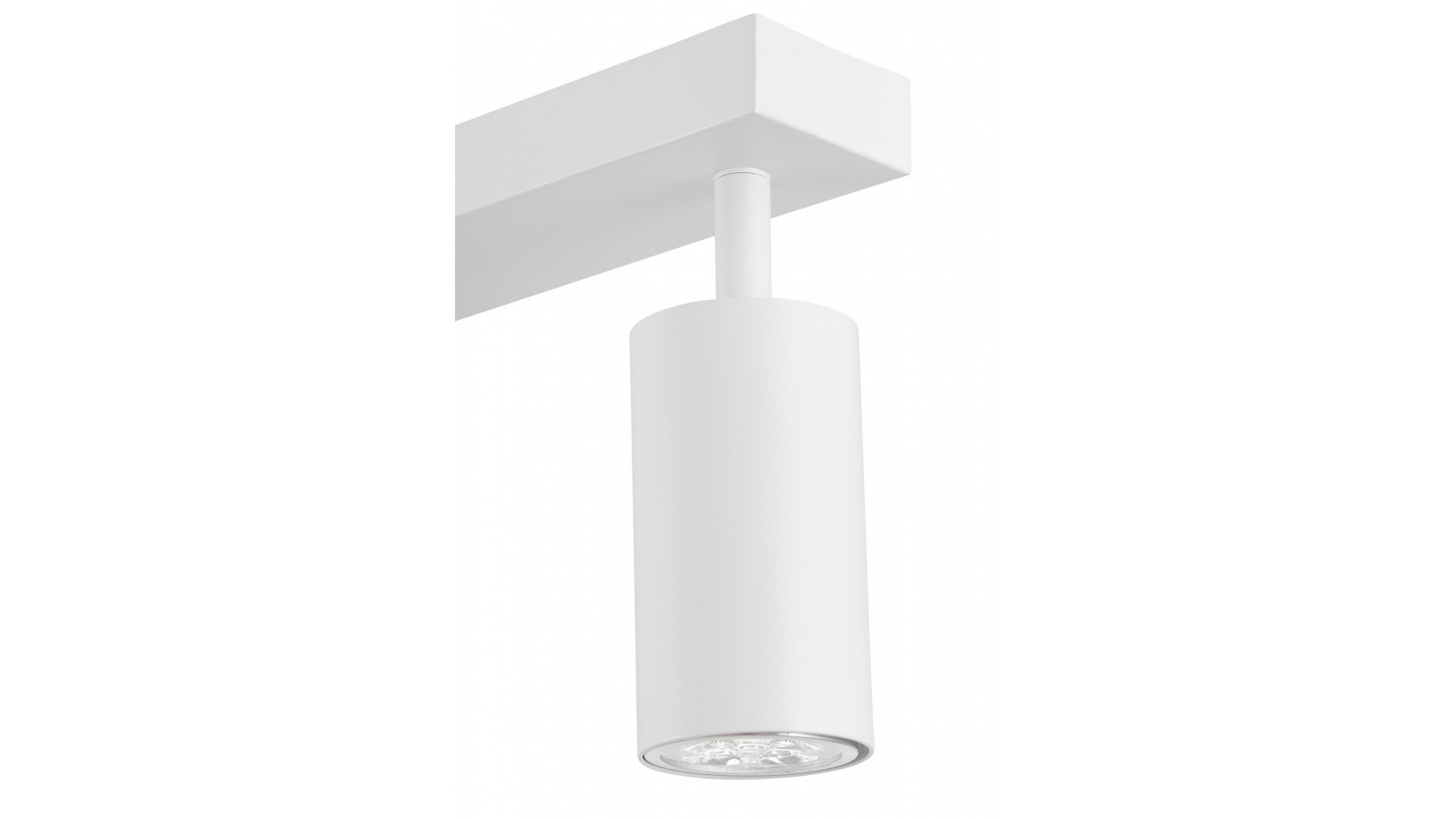  biała lampa sufitowa z trzema tubowymi reflektorami na listwie do salonu producent lampit model NEO W3