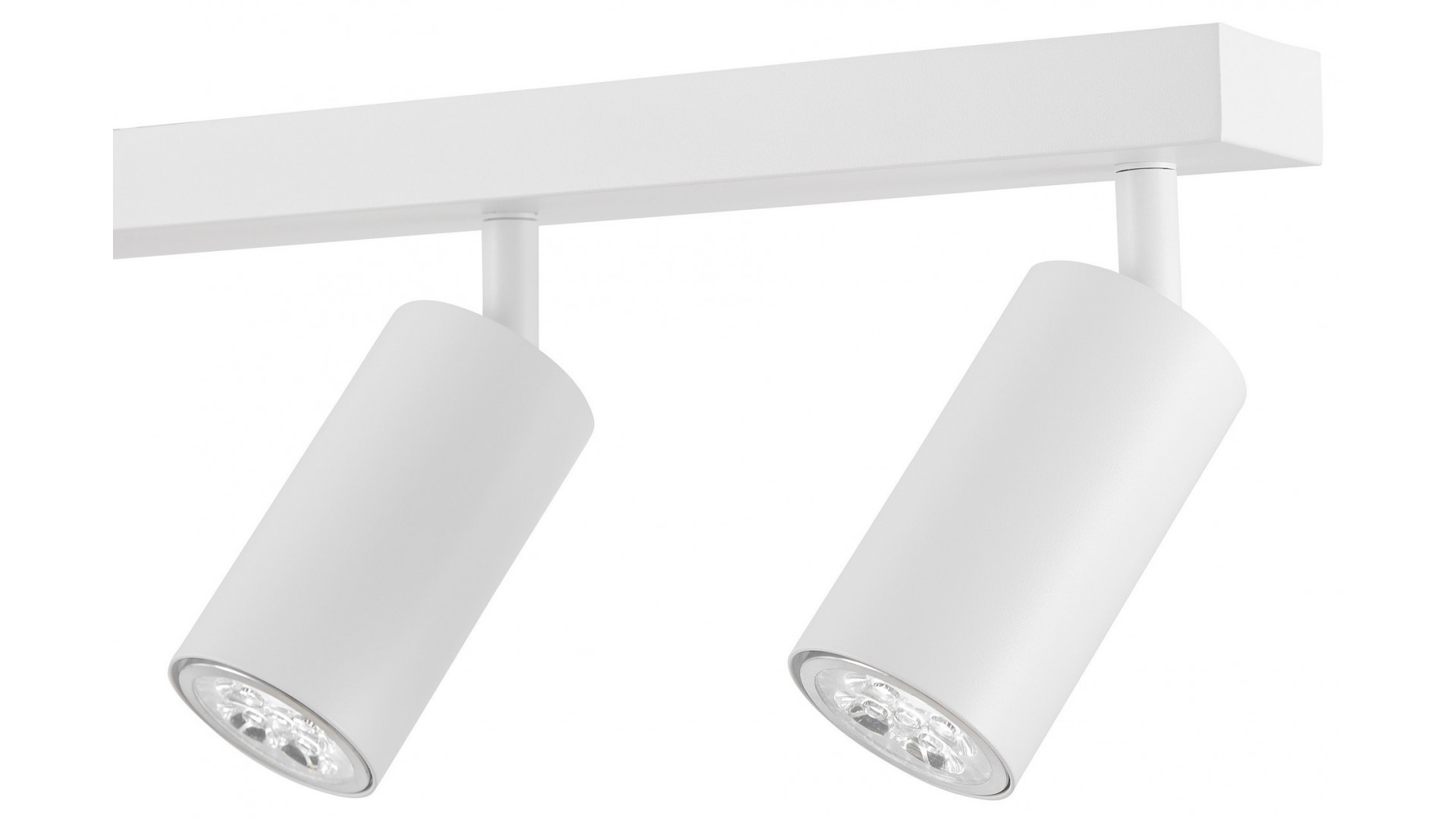 biała lampa sufitowa spot z dwiema regulowanymi tubami na listwie do nowoczesnych wnętrz producent lampit model NEO W3