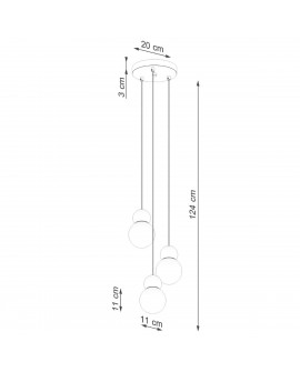 Lampa wisząca PEKKA 3P biała/naturalne drewno Sollux SL.1391