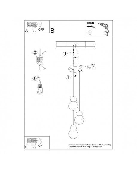 Lampa wisząca PEKKA 3P biała/naturalne drewno Sollux SL.1391