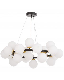 LAMPA WISZĄCA NOWOCZESNA CZARNO-ZŁOTA SZCZOTKOWANA BIAŁE KULE MARSIADA 25