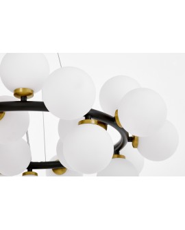 LAMPA WISZĄCA NOWOCZESNA CZARNO-ZŁOTA SZCZOTKOWANA BIAŁE KULE MARSIADA 25 LUMINA DECO