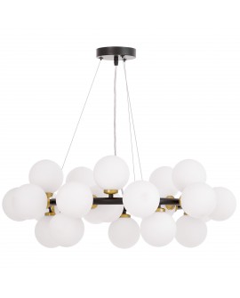 LAMPA WISZĄCA NOWOCZESNA CZARNO-ZŁOTA SZCZOTKOWANA BIAŁE KULE MARSIADA 25 LUMINA DECO
