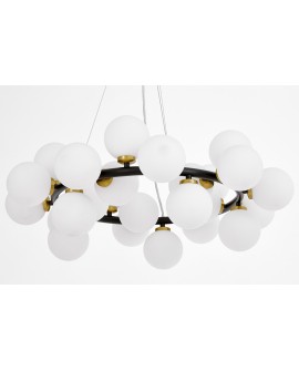 LAMPA WISZĄCA NOWOCZESNA CZARNO-ZŁOTA SZCZOTKOWANA BIAŁE KULE MARSIADA 25 LUMINA DECO
