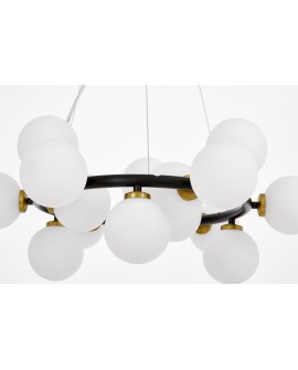 LAMPA WISZĄCA NOWOCZESNA CZARNO-ZŁOTA SZCZOTKOWANA BIAŁE KULE MARSIADA 15 LUMINA DECO