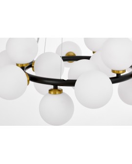 LAMPA WISZĄCA NOWOCZESNA CZARNO-ZŁOTA SZCZOTKOWANA BIAŁE KULE MARSIADA 15 LUMINA DECO