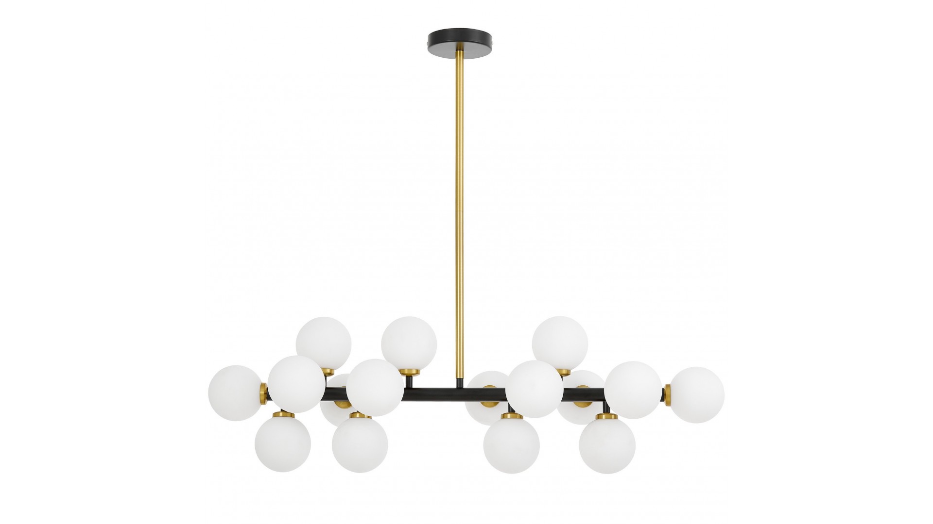 LAMPA WISZĄCA NOWOCZESNA CZARNO-ZŁOTA SZCZOTKOWANA BIAŁE KULE PETRICA 16 LUMINA DECO