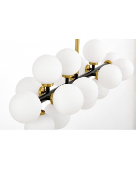LAMPA WISZĄCA NOWOCZESNA CZARNO-ZŁOTA SZCZOTKOWANA BIAŁE KULE PETRICA 16 LUMINA DECO