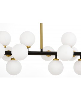 LAMPA WISZĄCA NOWOCZESNA CZARNO-ZŁOTA SZCZOTKOWANA BIAŁE KULE PETRICA 16 LUMINA DECO