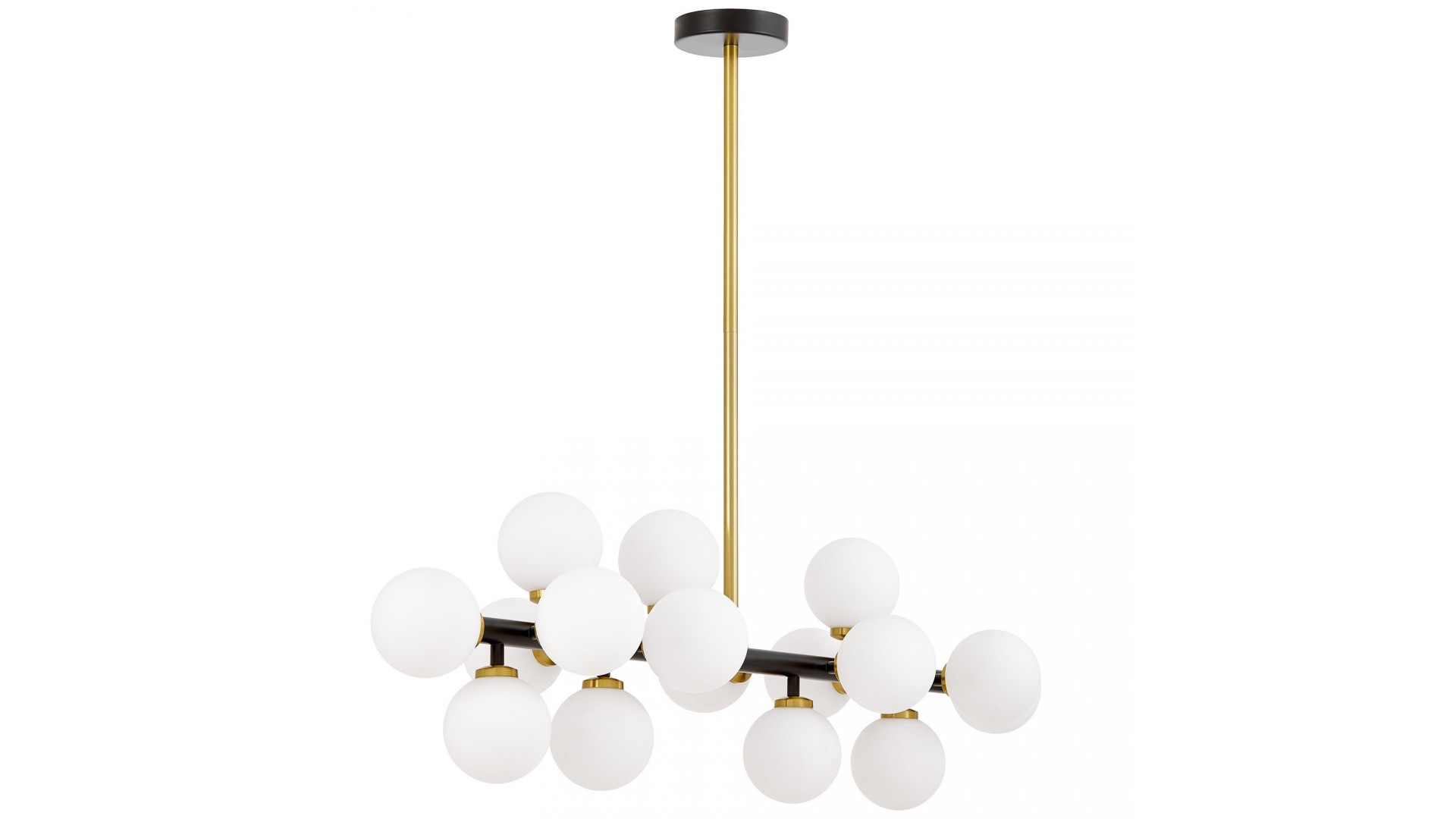 LAMPA WISZĄCA NOWOCZESNA CZARNO-ZŁOTA SZCZOTKOWANA BIAŁE KULE PETRICA 16 LUMINA DECO